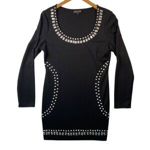 Rampage Black Studded‎ Mini Dress XL Stretch Bodycon